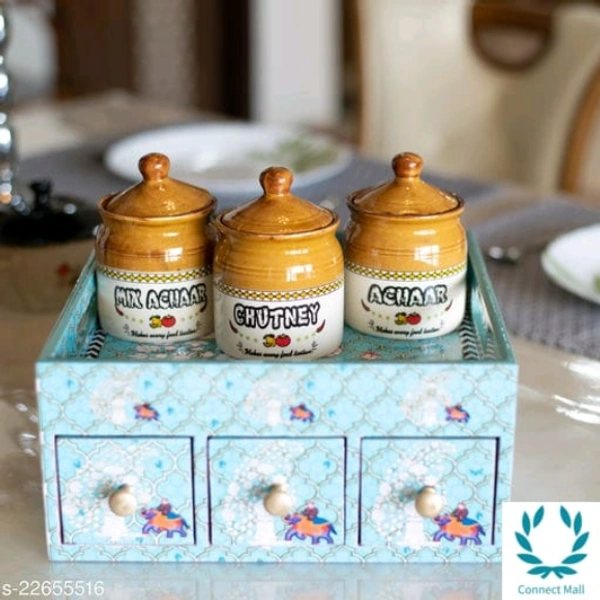 300ml Ceramic Pickle Jars With Lid Set Of 3 - Jars